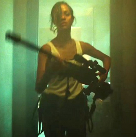 Zoe Saldana with big gun from Colombiana