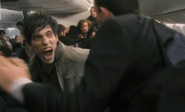 World War Z movie zombies attack the airplane passengers