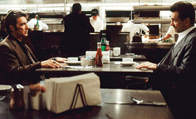 Heat 1995 starring Robert De Niro and Al Pacino restaurant conversation scene