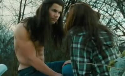 Taylor Lautner as Jacob Black with long hair