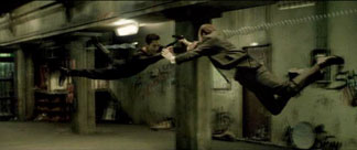 The Matrix movie Neo and Agent Smith airfight
