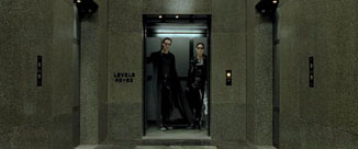The Matrix movie Neo and Trinity ride the elevator