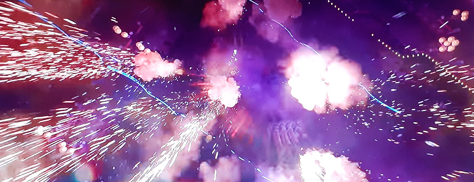 The Gray Man fireworks fight scene aerial