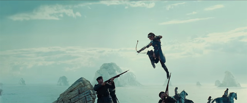 General Antiope takes aim with two arrows in Wonder Woman