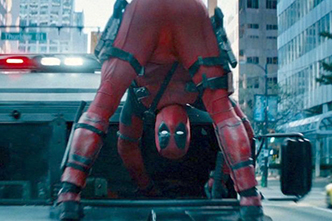 Sword-in-the-foot hood riding scene from Deadpool 2