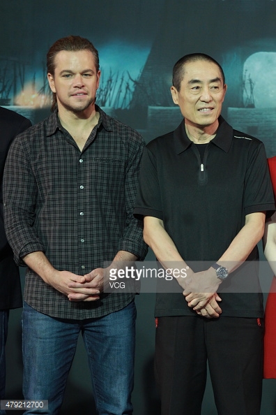 Getty Image of Matt Damon and Zhang Yimou