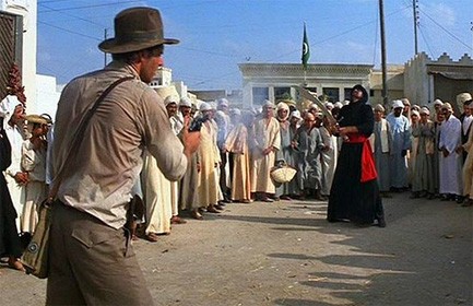 Raiders of the Lost Ark scene where Indy shoots the man with the big knife
